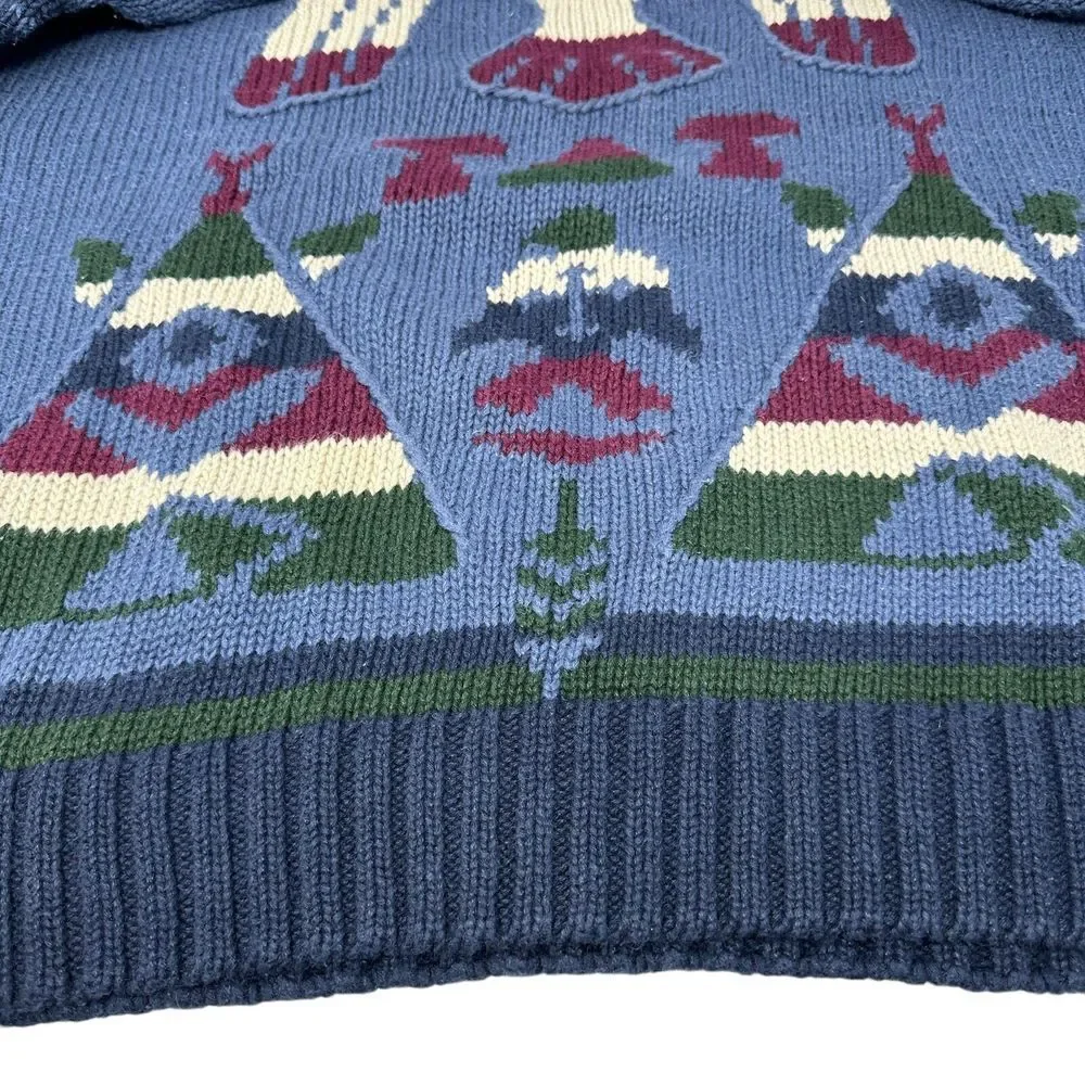 WOODS & GRAY Vintage Crewneck‎ Sweater Aztec Southwest Ramie Cotton Size Large